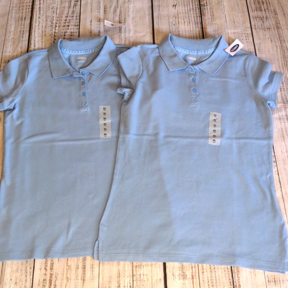 NWT Old Navy light blue uniform polos size 14